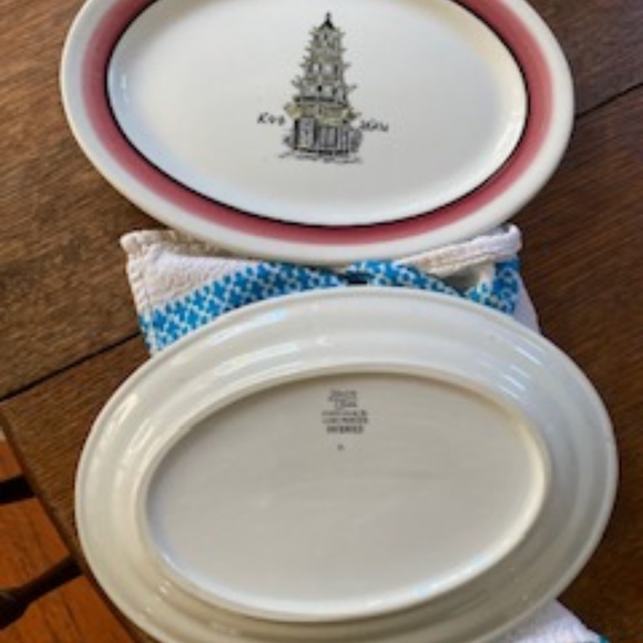 1954 MAYER CHINA Hand Painted & Patented Set of 2 Restaurant Ware Platters - Picture 2 of 9
